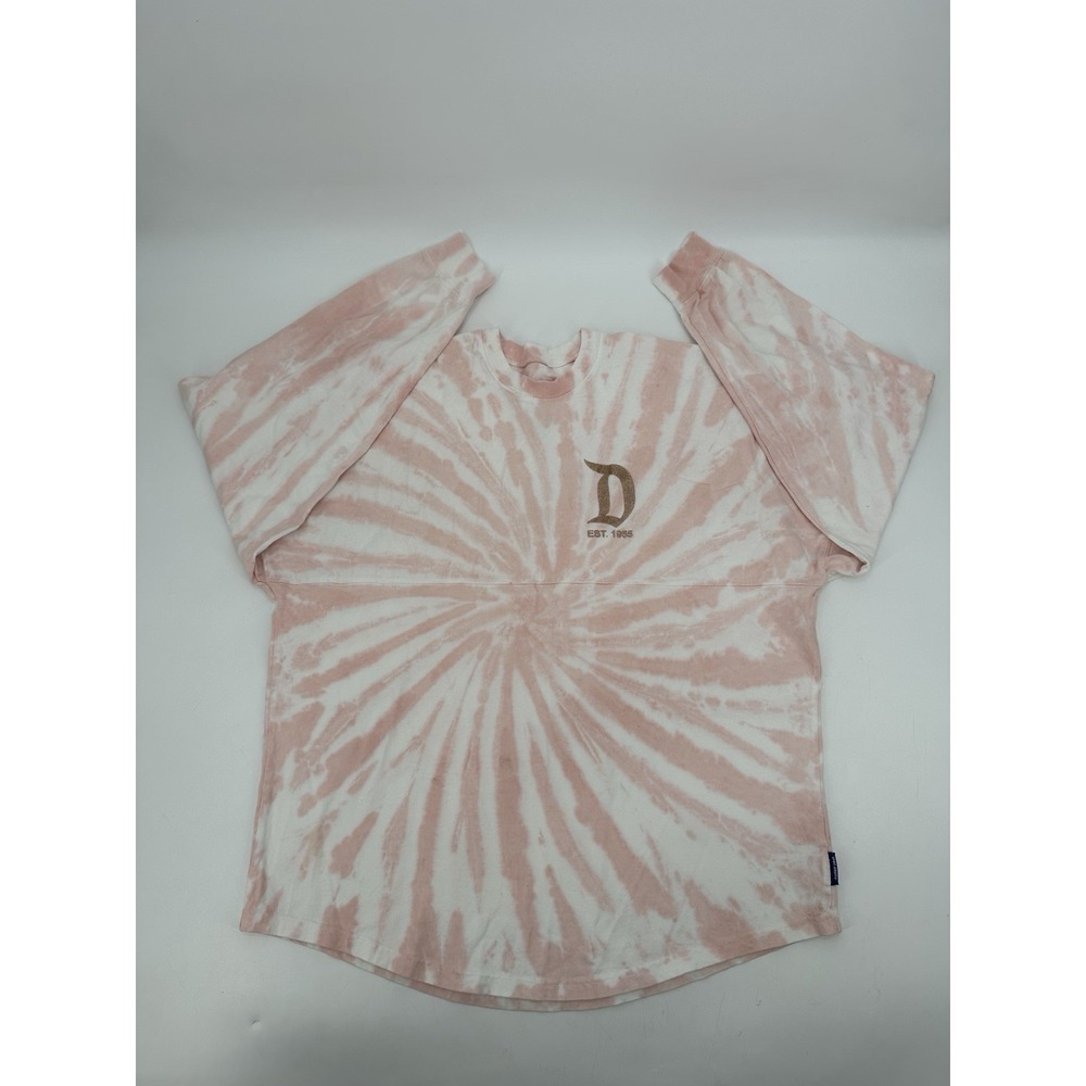 Disney Spirit Jersery Adult Medium Puff Paint Gold Glitter Resort Pink Tie Dye